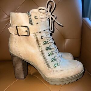 G by Guess Tan Lace-Up Heeled Boots